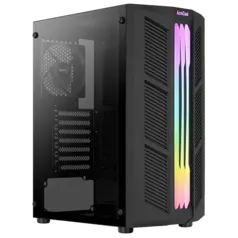 Gabinete Gamer Aerocool Prime, Mid Tower, Vidro Temperado, RGB, Black, ATX, Sem Fonte, Com 1 Fan, Pr