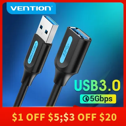 Cabo Extensor Vention 0,5 m USB 2.0 | R$2,92