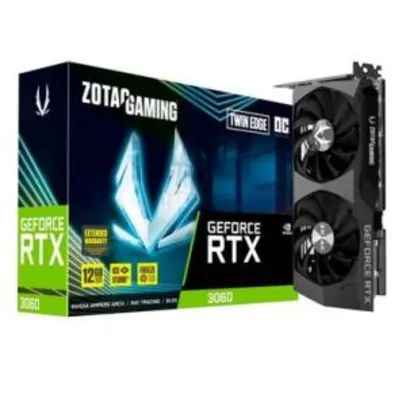 Placa de Vídeo ZOTAC GAMING GeForce RTX 3060 Twin Edge OC, 15 Gbps, | R$ 4899