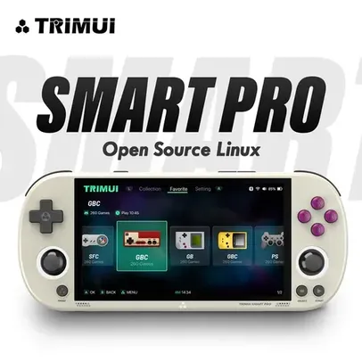 [Taxa Inclusa/Moedas] Trimui Smart Pro Handheld Game Console, Console de Video Game Retro, 4.96''