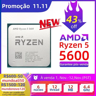 Processador Amd New Ryzen 5 5600 R5 5600 Cpu Game Processor Socket Am4 6-core 12-thread 65w Ddr4