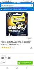 Carga Gillette Aparelho de Barbear Fusion Proshield c/2 | R$ 34