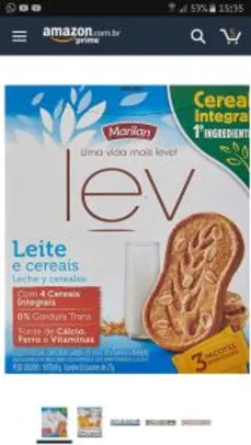 Biscoito Lev Leite e Cereais Marilan 81g R$5