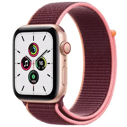 REEMBALADO:Apple Watch Se (Gps+Cellular),44 Mm,Caixa Dourada Alumínio Pulseira Loop Esportiva Ameix