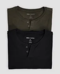 Kit camiseta masculina 2 peças gola com botões multicor | Pool Basics