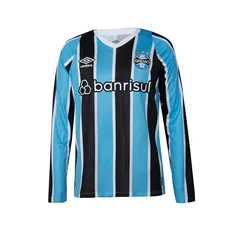 Camisa Grêmio Manga Longa Masculina Umbro Oficial 1 2024 Torcedor S/N