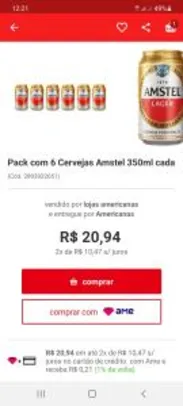 Cerveja Amstel 350ml (R$1,80/un) | R$21