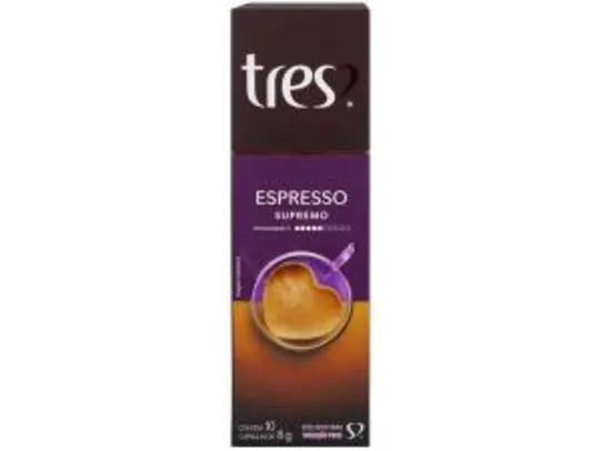 [Clube da Lu R$11 + R$3 de volta= R$7 ] Cápsula TRES Café Espresso Supremo - 3 Corações 10 Cápsulas | R$16