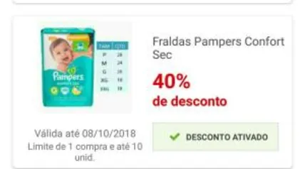 [Loja Física] Fralda Pampers com 40% de desconto