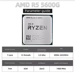 Processador Amd ryzen 5 5600g r5, soquete am4 3.9ghz seis-núcleo doze-thread 65w ddr4