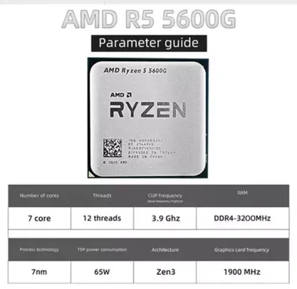 Processador Amd ryzen 5 5600g r5, soquete am4 3.9ghz seis-núcleo doze-thread 65w ddr4