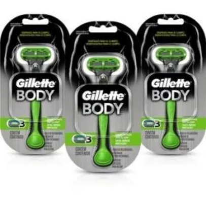 Saindo por R$ 15: [Walmart]  3 Aparelhos de Barbear Gillette Body com Cabeça Arredondada e Fitas Lubrificantes por R$ 15 | Pelando