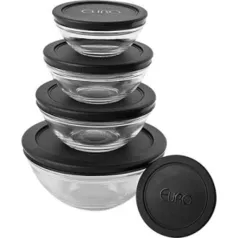 [AMERICANA]  Conjunto de Potes Vidro 5 Peças com Tampa Preto Euro Home R$ 17,49