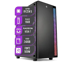 PC GAMER MANCER AMD RYZEN 5 4600G, Vega 7, 16GB DDR4, SSD 240GB, Fonte 500W 80 Plus