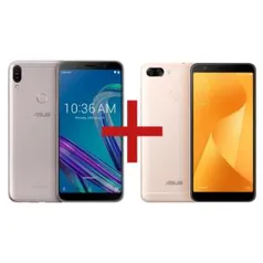 Zenfone Max Pro (M1) 3GB/32GB Prata + Zenfone Max Plus (M1) 3GB/32GB Dourado - R$1.699