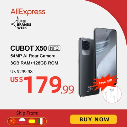 Smartphone Cubot X50 8GB de RAM + 128GB ROM | R$ 899