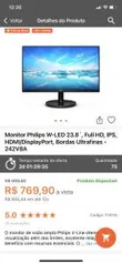 Monitor Philips 23.8’ FHD 242V8A