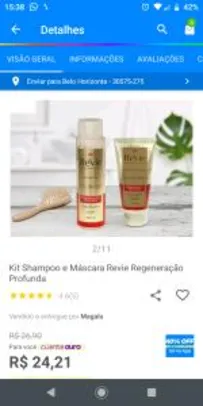 [App Cliente ouro 2Un.] Kit Shampoo e Máscara Revie Regeneração Profunda R$29