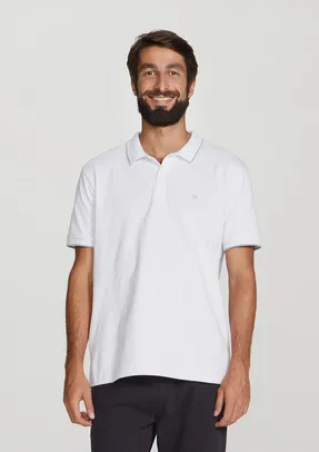 Camisa Polo Básica Masculina Em Malha De Algodão Com Bordado - Off White