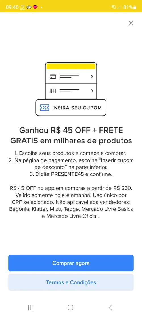 Imagem na descrição da promoção