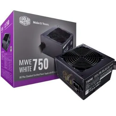 Fonte Cooler Master MWE 750 White V2, 750W, 80 Plus Standard | R$560