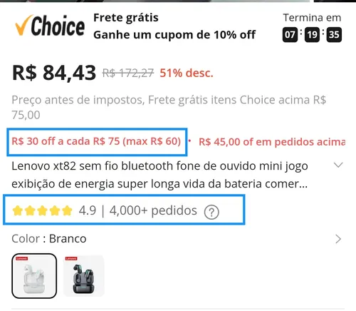 Imagem na descrição da promoção