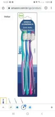 Combo Econômico com 3 Escovas Dentais, Kess, Multicor | R$ 3,62
