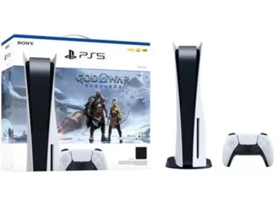 Bundle PlayStation 5 (com leitor) + God of War Ragnarök - Modelo mais Recente, silencioso e leve