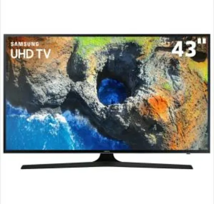 Smart TV LED 43" UHD 4K Samsung 43MU6100 com HDR Premium, Plataforma Smart Tizen, Smart View, Espelhamento de Tela, Steam Link, 3 HDMI e 2 USB - R$1859
