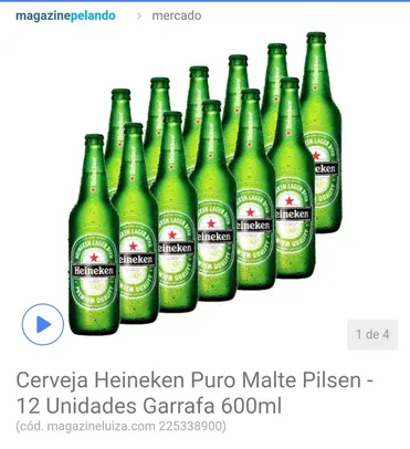 [APP + CUPOM] 24 Heineken 600ml (R$ 6,77 por garrafa) | R$162