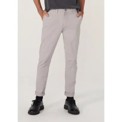 Calça Hering Básica Chino Com Elastano Cinza Médio