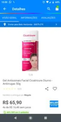[2 UN. App] Gel Antissinais Facial Cicatricure Diurno - Antirrugas 50g - R$40