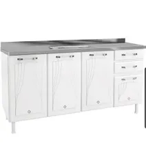 Gabinete Telasul Star 4 Portas c/Pia 160cm Branco | R$248