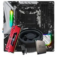 Kit Upgrade Placa Mãe ASRock B450M Steel Legend + Processador AMD Ryzen 5 3500 3.6GHz + Memória DDR4 16GB 3000MHz