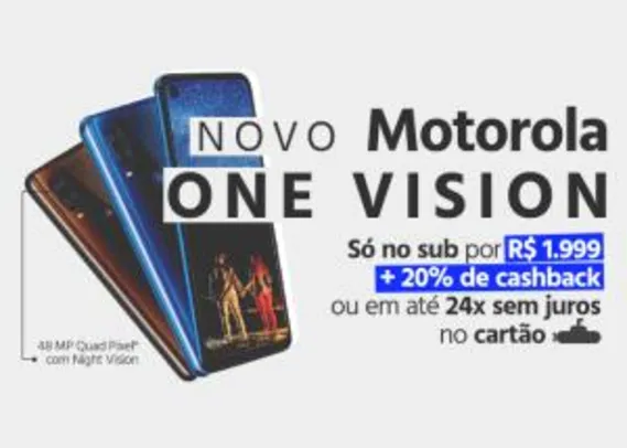Smartphone Motorola One Vision 128GB Dual Chip Android Pie 9.0 Tela 6,3" 4G + Câmera 48+5MP - Azul Safira