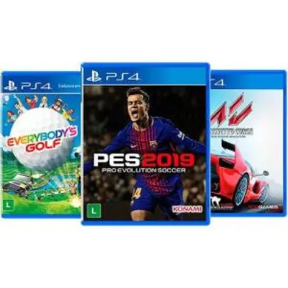 Game Pro Evolution Soccer 2019 + Game Asseto Corsa + Game Everybody's Golf - PS4
- Comprando pelo Aplicativo + AME