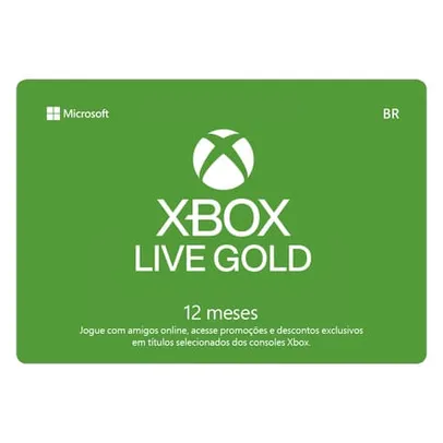 Cartão Digital Xbox Live Gold 12 Meses