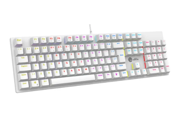 Teclado Mecânico Gamer Ninja Leap, Switch Blue, Rainbow, ABNT2, White