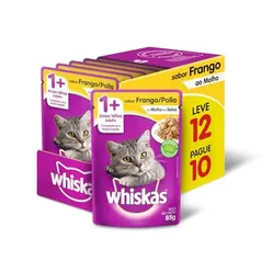 [Selecionados] [4un-R$81,60] Ração Úmida Whiskas Sachê Frango ao Molho para Gatos Adultos - Leve 12 Pague 10