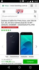 Zenfone 4 Selfie Pro Preto Asus, com Tela de 5,5”, 4G, 64 GB e Câmera Dual de 16 MP - ZD552KL-5A080BR - UXZD552KLPTO_PRD