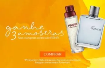 Ganhe 3 amostras grátis nas compras acima de R$149 na Natura