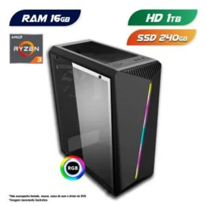 [Ame] PC Gamer AMD Ryzen 3 3200G 16GB SSD 240GB + HD 1TB | R$2218