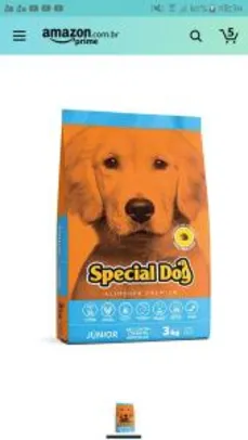 4 sacos de 3 kilos de ração special dog Junior | R$ 89