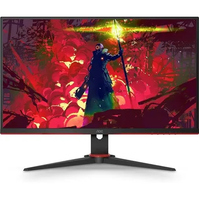 Monitor 24 Ips Gamer AOC 24G2HE5 Full HD 75Hz 1ms Preto e Vermelho