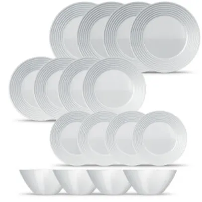 90Aparelho de Jantar 16 peças Vidro Saturno Branco - Nadir Figueiredo | R$ 90