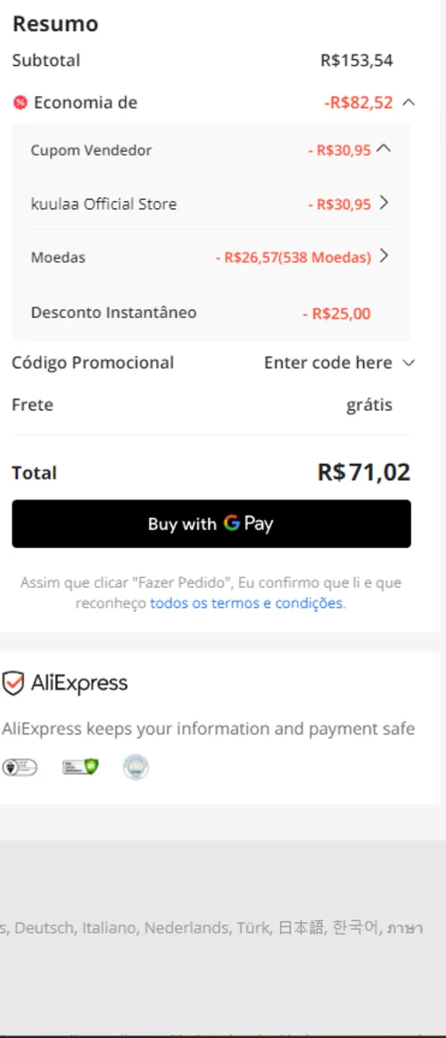 Imagem na descrição da promoção