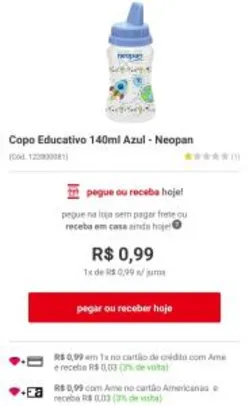 Copo Educativo 140 ml - Azul | R$0,99