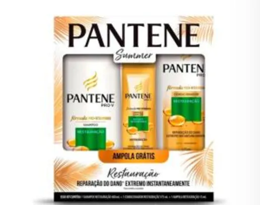Kit Shampoo Pantene 400ml + Condicionador 170ml + Ampola 15ml - R$15