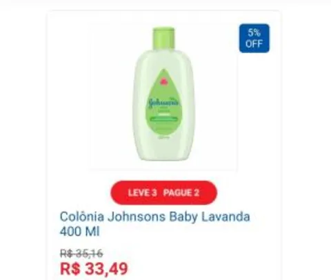 Colônia Johnsons Baby Lavanda 400ml