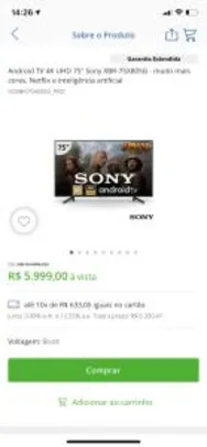 TV 75" Sony X805G 4K XBR-75X805G 4 HDMI | R$5999